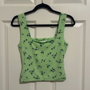 Leith green floral crop tank